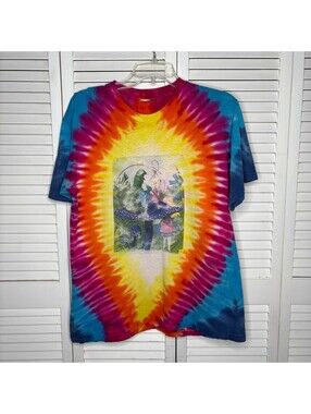 Vintage 80s Dead Lot Alice in Wonderland Caterpillar Tie Dye Single Stitch Tee M
